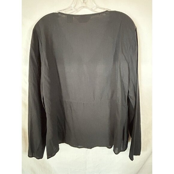 Orvis Hemp Tencel Blend Black Long Sleeve Shirt Linen Like Breathable Large EUC - Picture 7 of 7